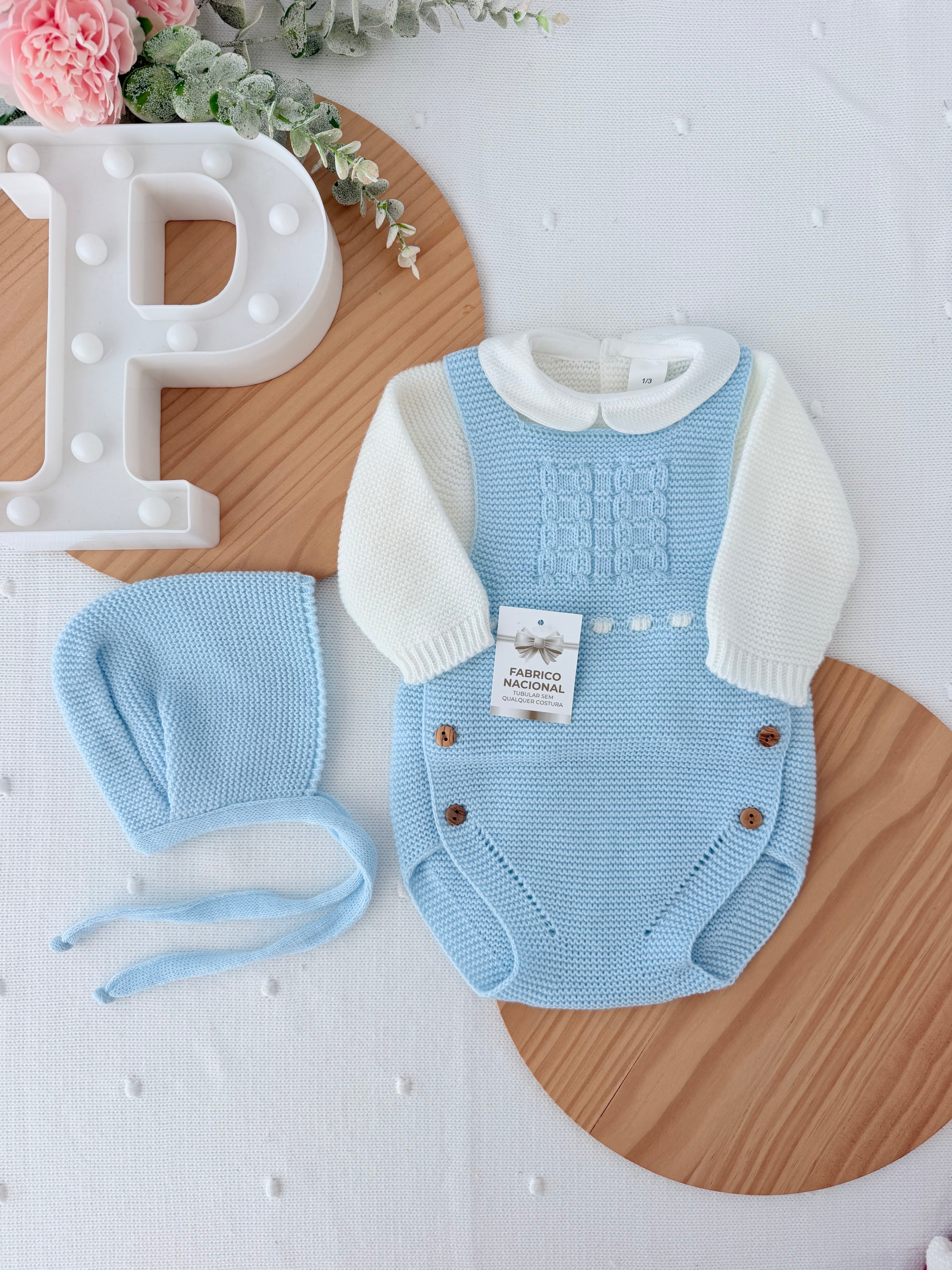 Fofo, camisola e touca azul 1M