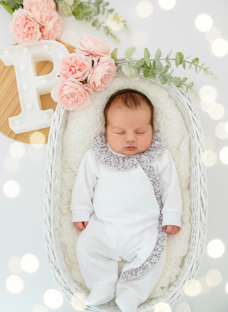 Babygrow em algodão - tema flores