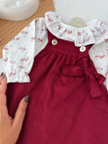 Conjunto Bordeaux em bombazine: vestido e blusa 3M 6M 12M