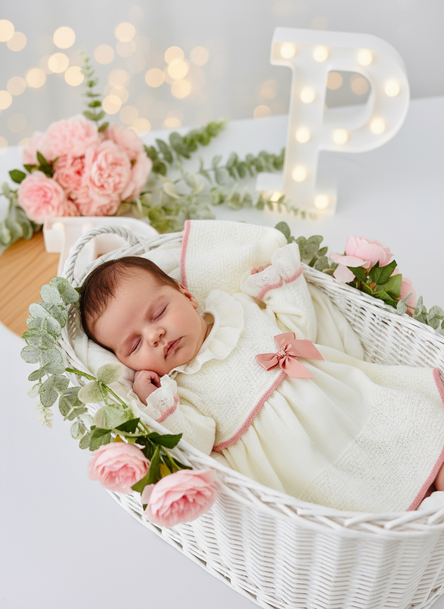 Vestido e touca Pérola -Outono Inverno