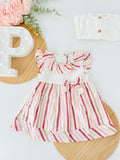 Vestido riscas em pérola