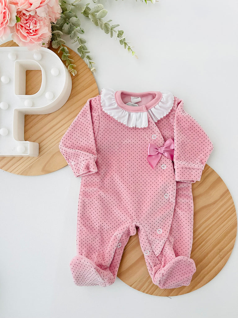 Babygrow pintinhas veludo com golinha