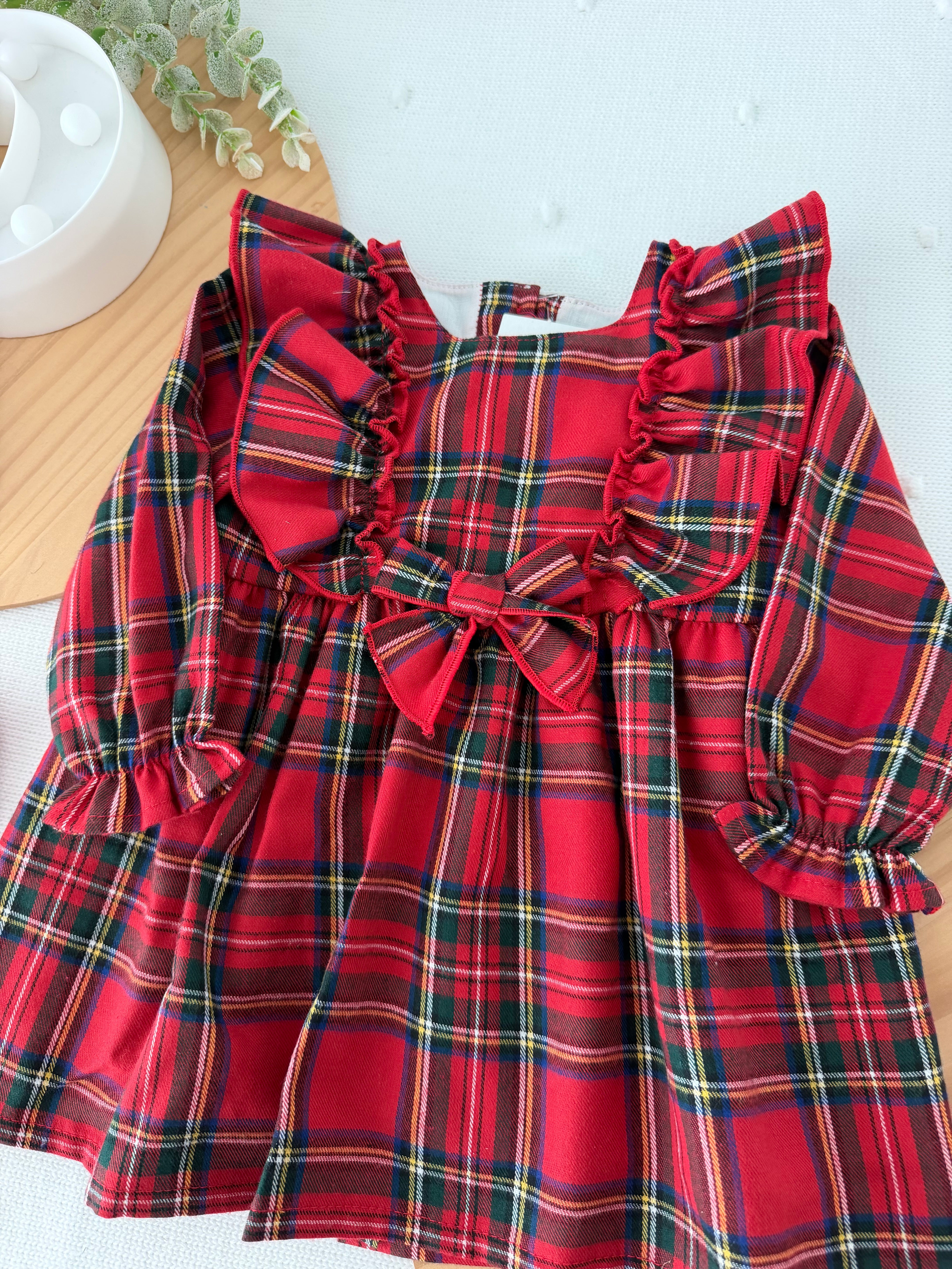Vestido xadrez vermelho menina- 6-12-18M