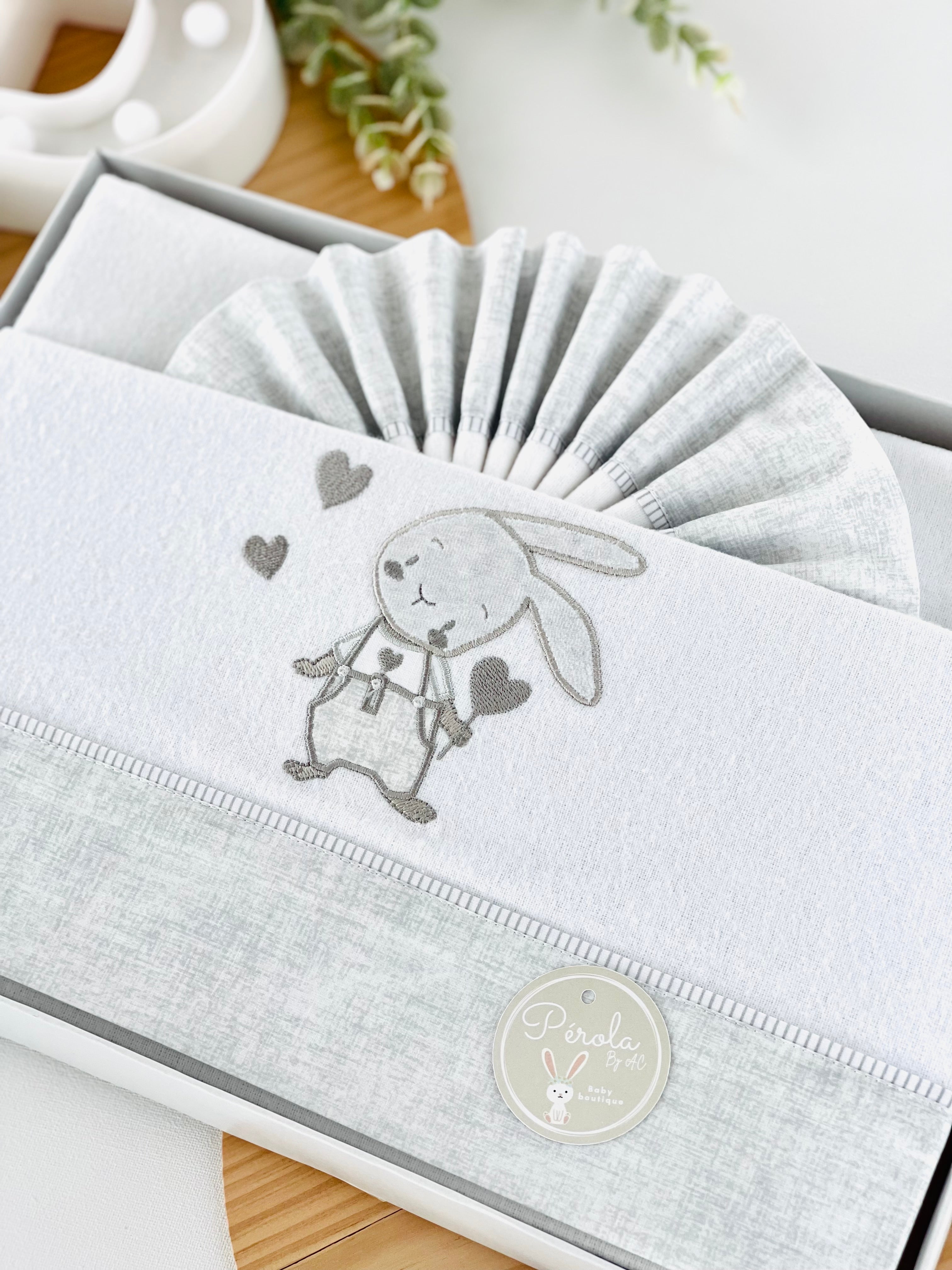 Lençóis flanela cama de grades- coelhinho