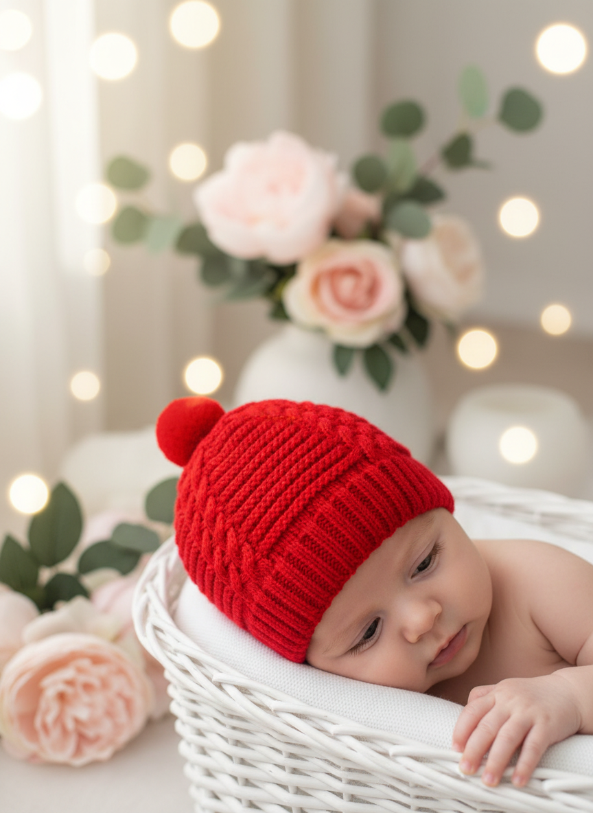 Gorro em malha com pompom