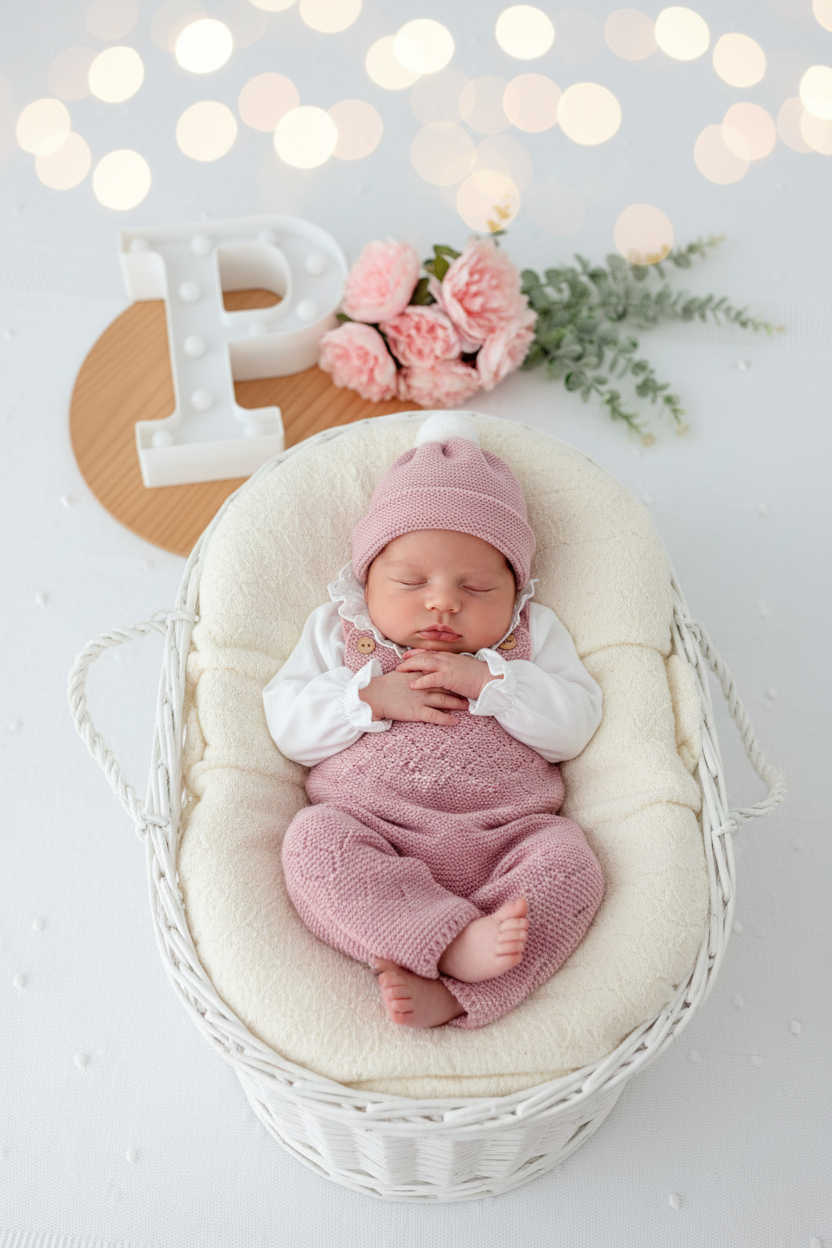 Conjunto recém nascido menina rosa velho : 3peças Outono/Inverno