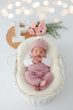 Conjunto recém nascido menina rosa velho : 3peças Outono/Inverno