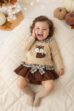 Conjunto raposa: camisola e saia/tapa fraldas