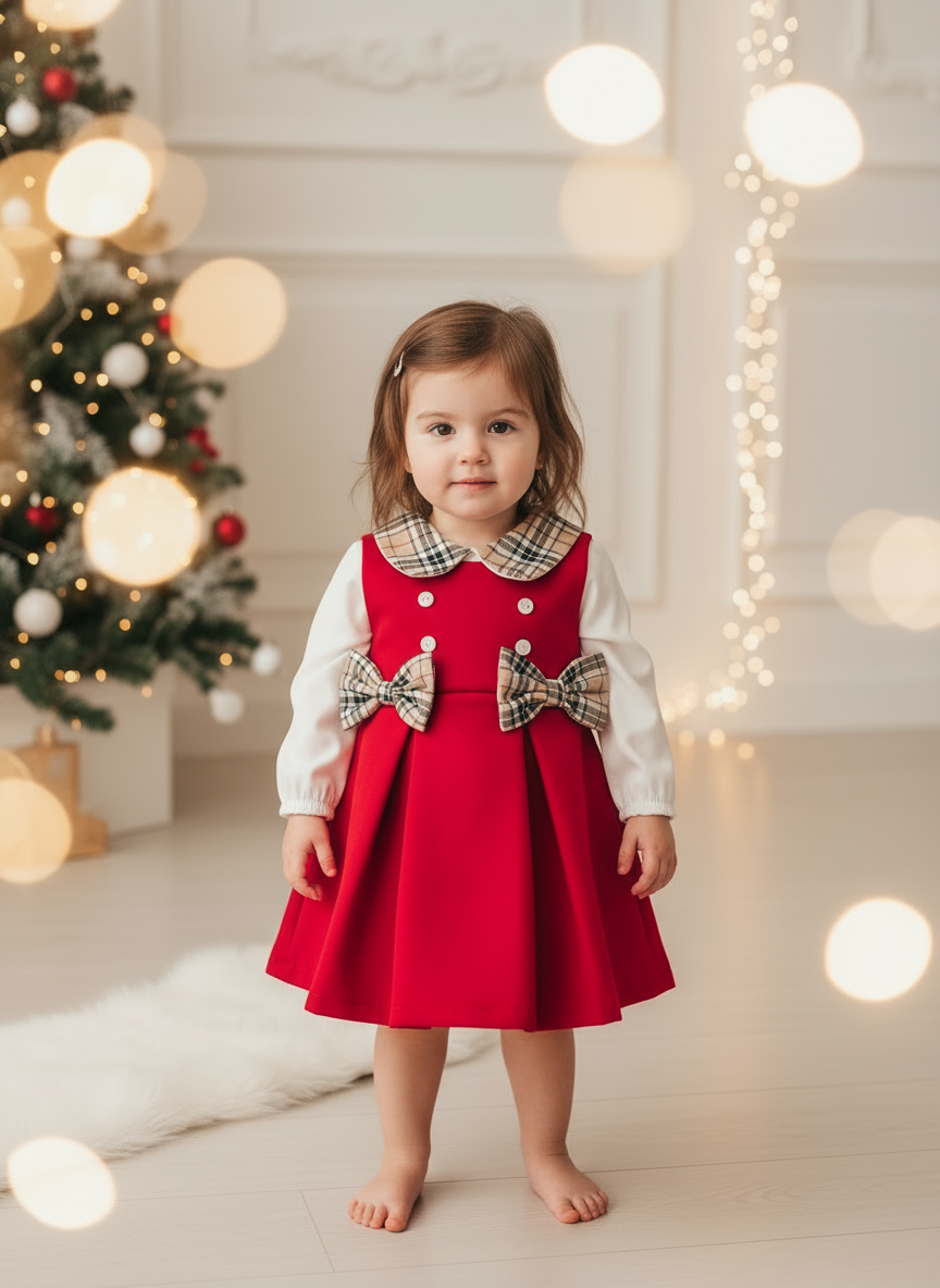 Vestido e blusa com gola xadrez