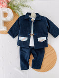 Conjunto menino 3 peças: casaco, calças e camisola
