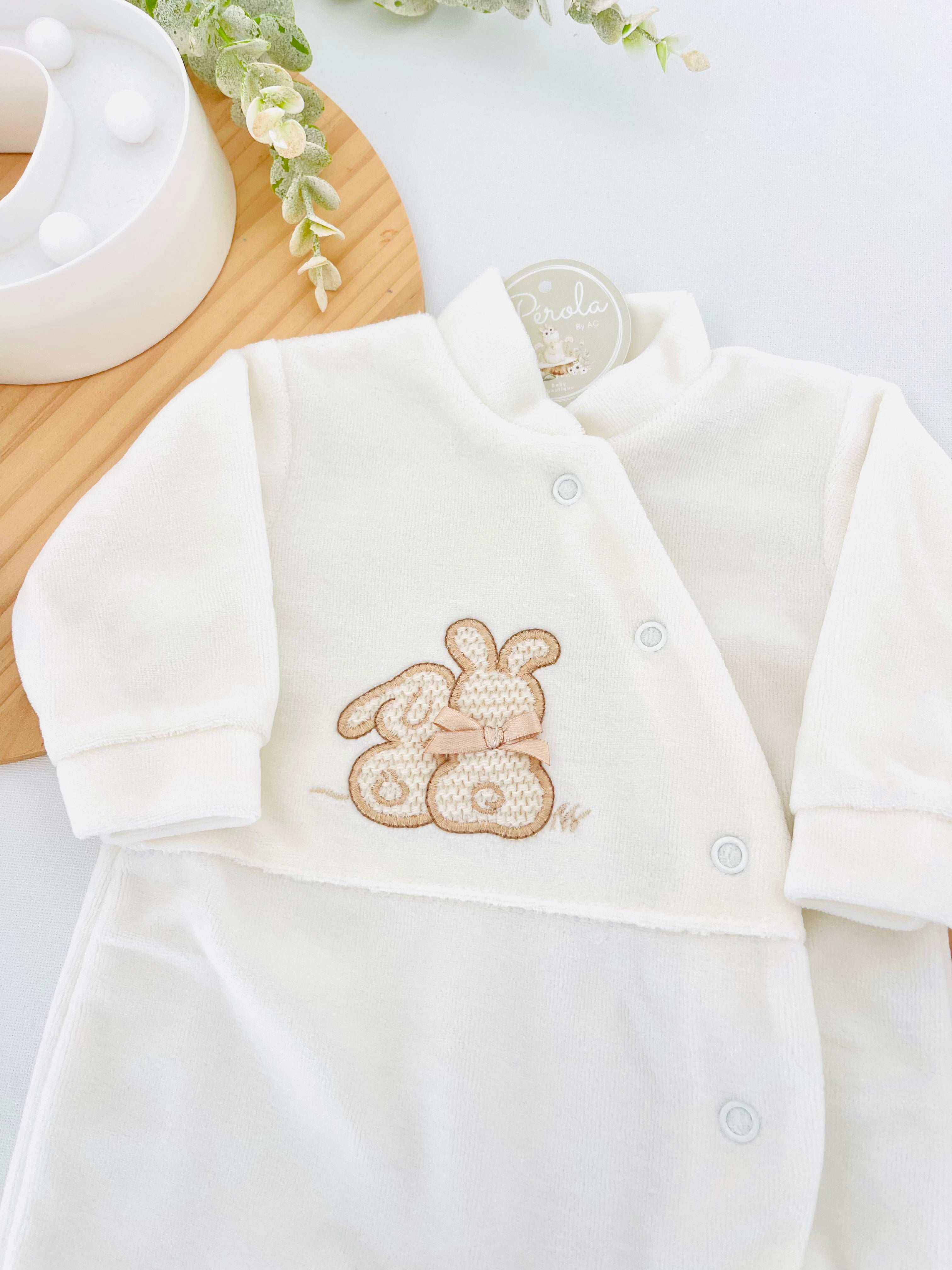 Babygrow tema coelhinhos em malha