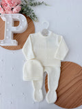 Conjunto tricot sonho : calças, camisola e gorro
