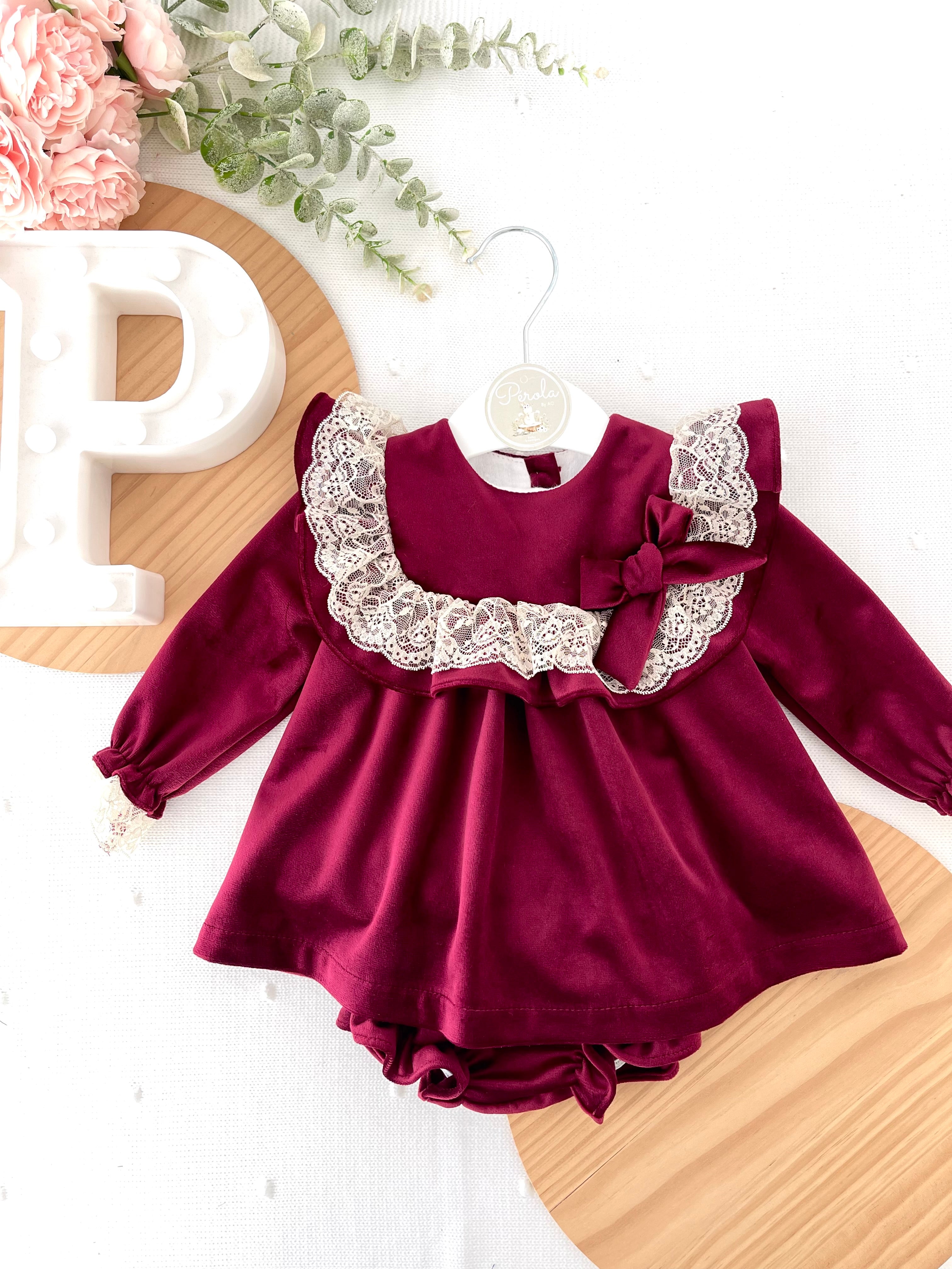 Vestido e tapa fraldas em veludo coleção premium