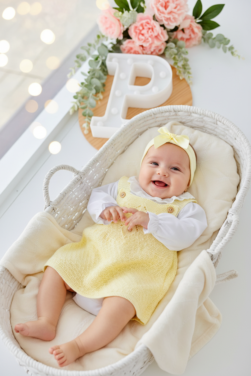 Conjunto Amarelo : vestido, blusa e fita com laço