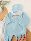 Pack saída de maternidade Azul 5 peças: body, calças, jardineiras, camisola e gorro