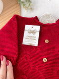 Saída de maternidade vermelho: Babygrow e touca