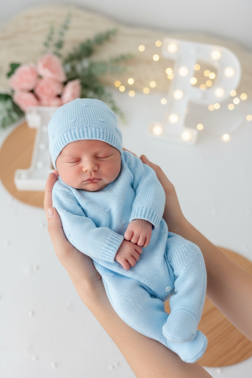 Babygrow e touca malha Outono Inverno