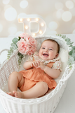 Fofo e blusa tema flores laranja 3-12M