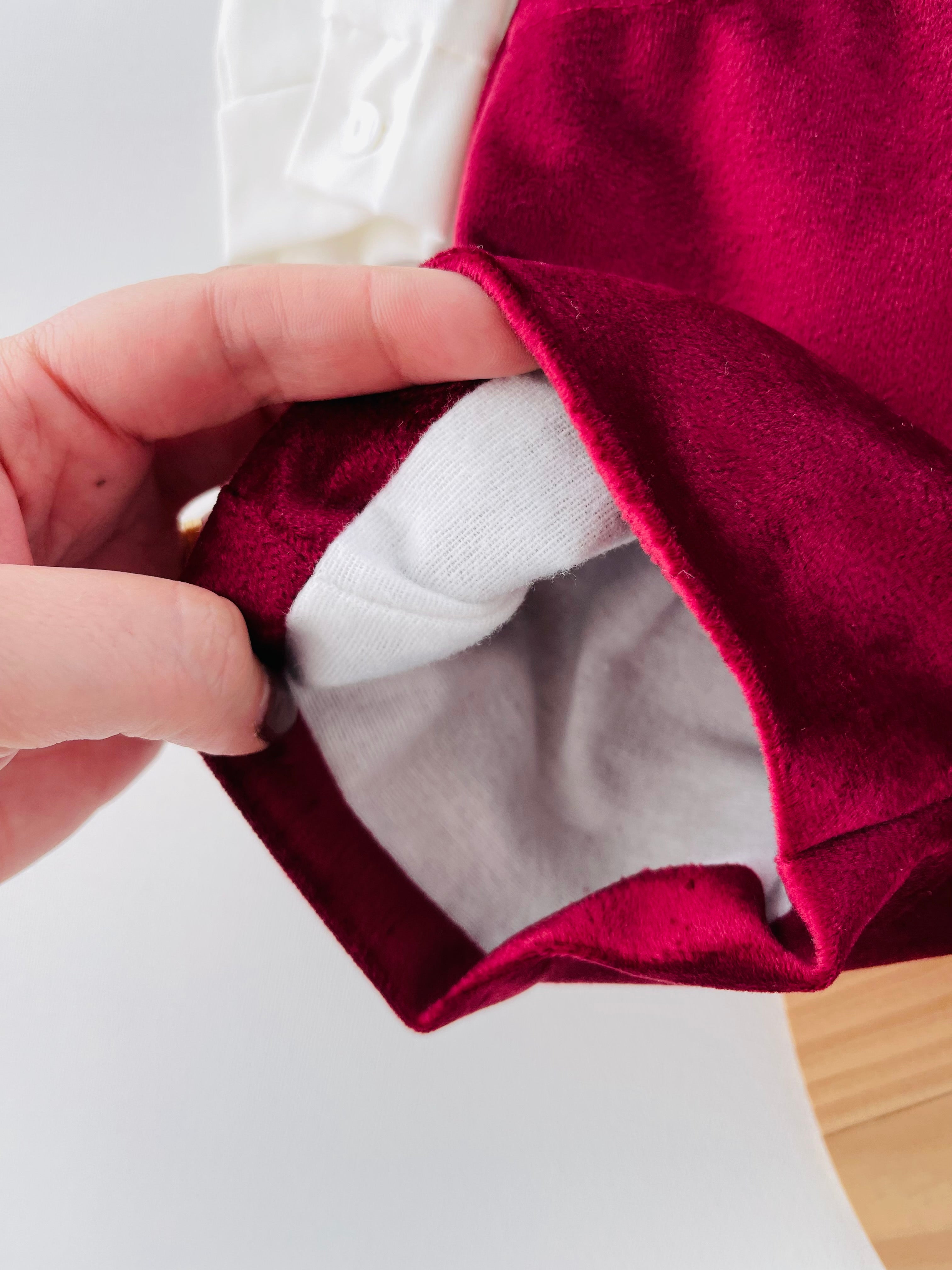 Conjunto premium em veludo: Calções com alças e camisa