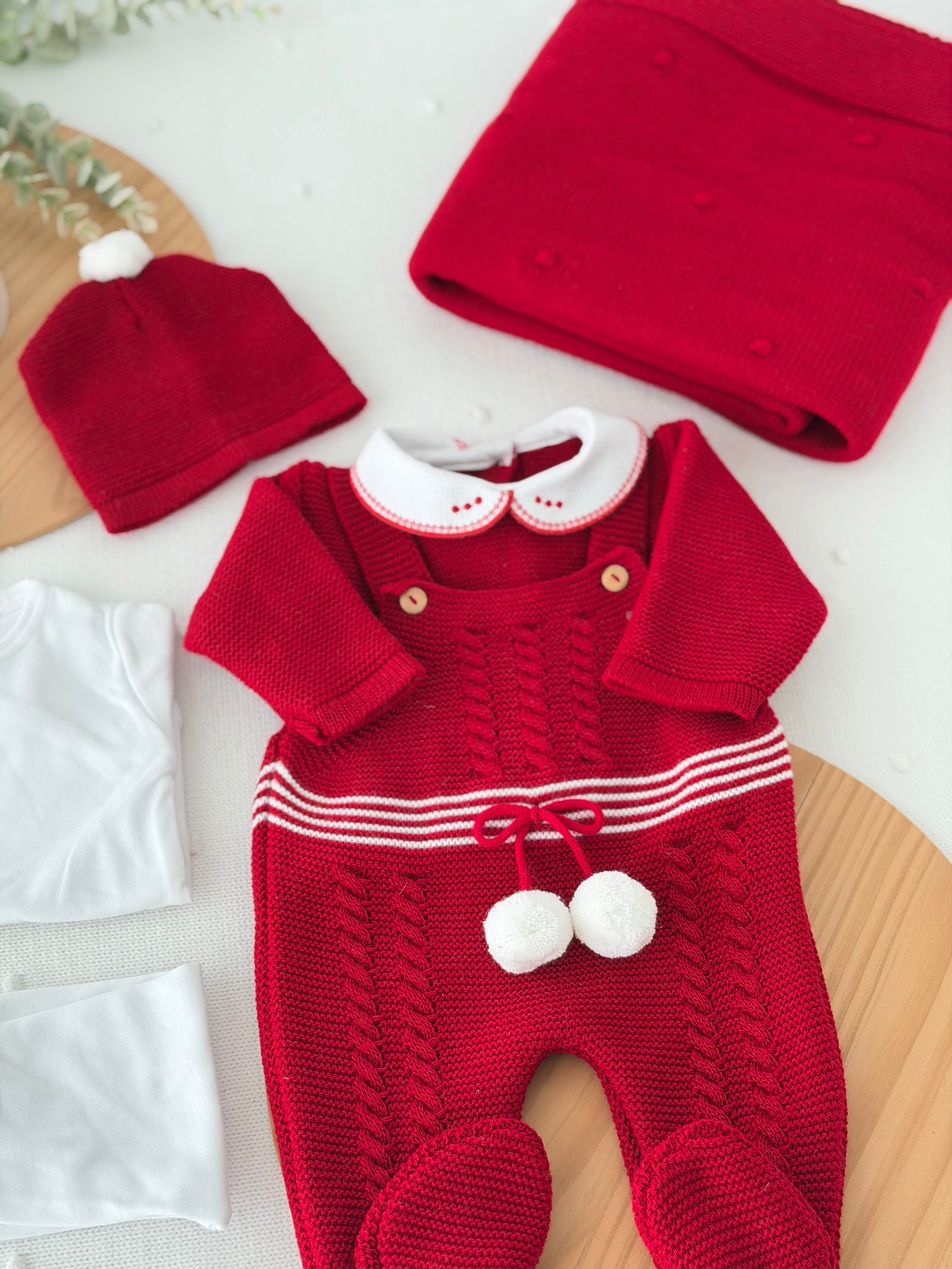 Pack saída de maternidade vermelho com manta