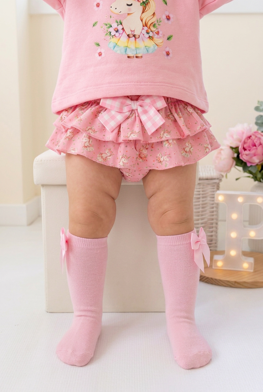 Conjunto Unicórnio Encantado Rosa – Camisola com Capuz e Tapa-Fraldas 6-36M