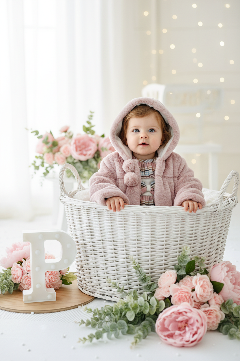 Conjunto Bela: casaco de pêlo comprido e vestido