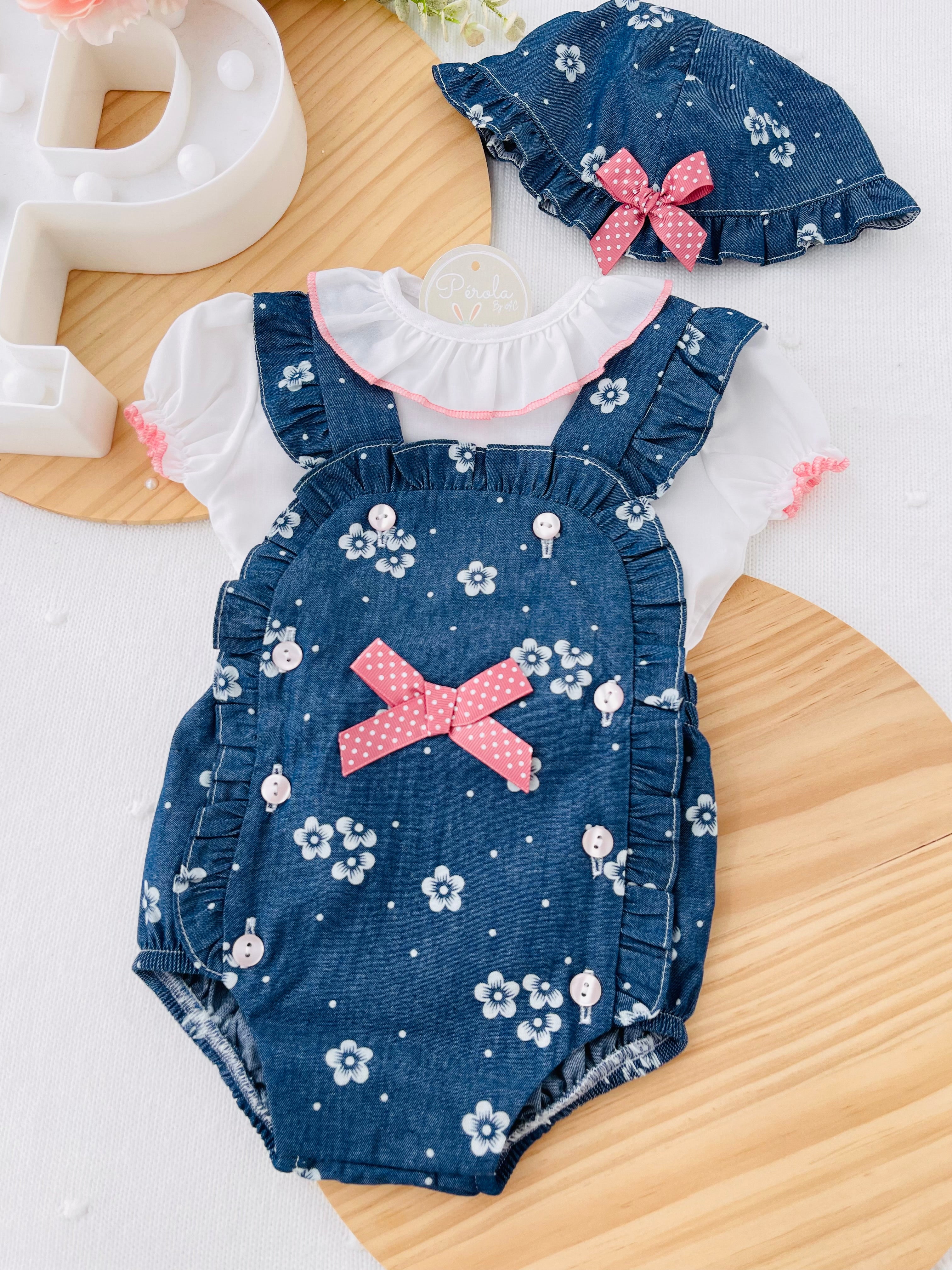 Conjunto ganga: fofo, blusa e chapéu bebé