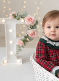 Vestido tartan com detalhes em verde