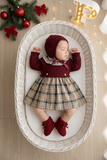 Vestido e touca de malha Bordeaux