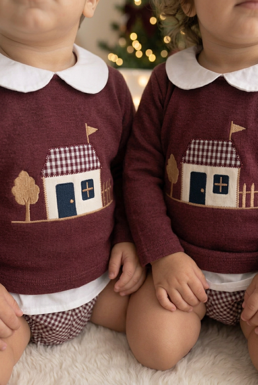 Conjunto casinha unissexo: camisola e calções