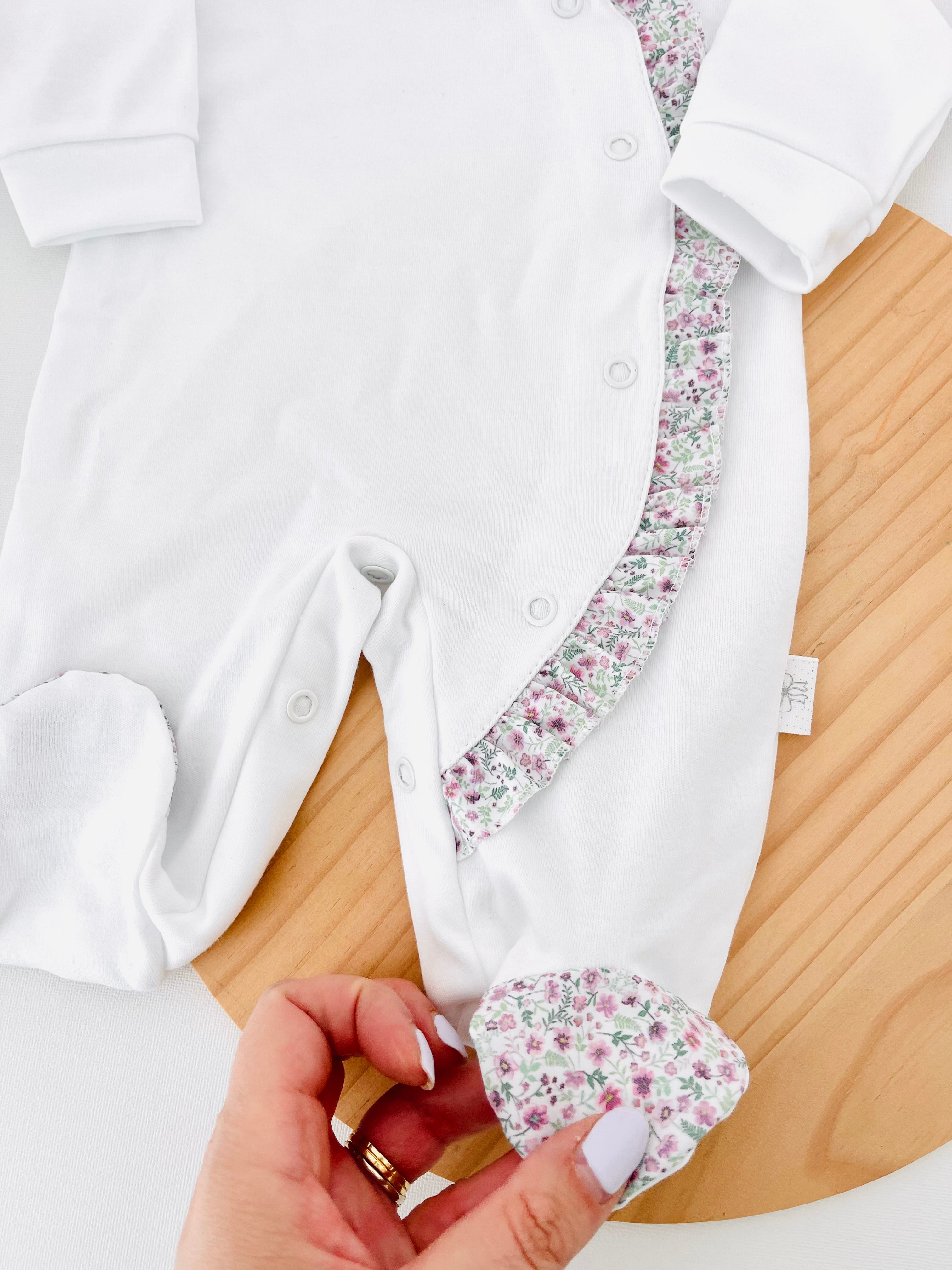 Babygrow em algodão - tema flores