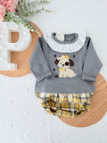 Conjunto cãozinho: camisola e saia com tapa fraldas