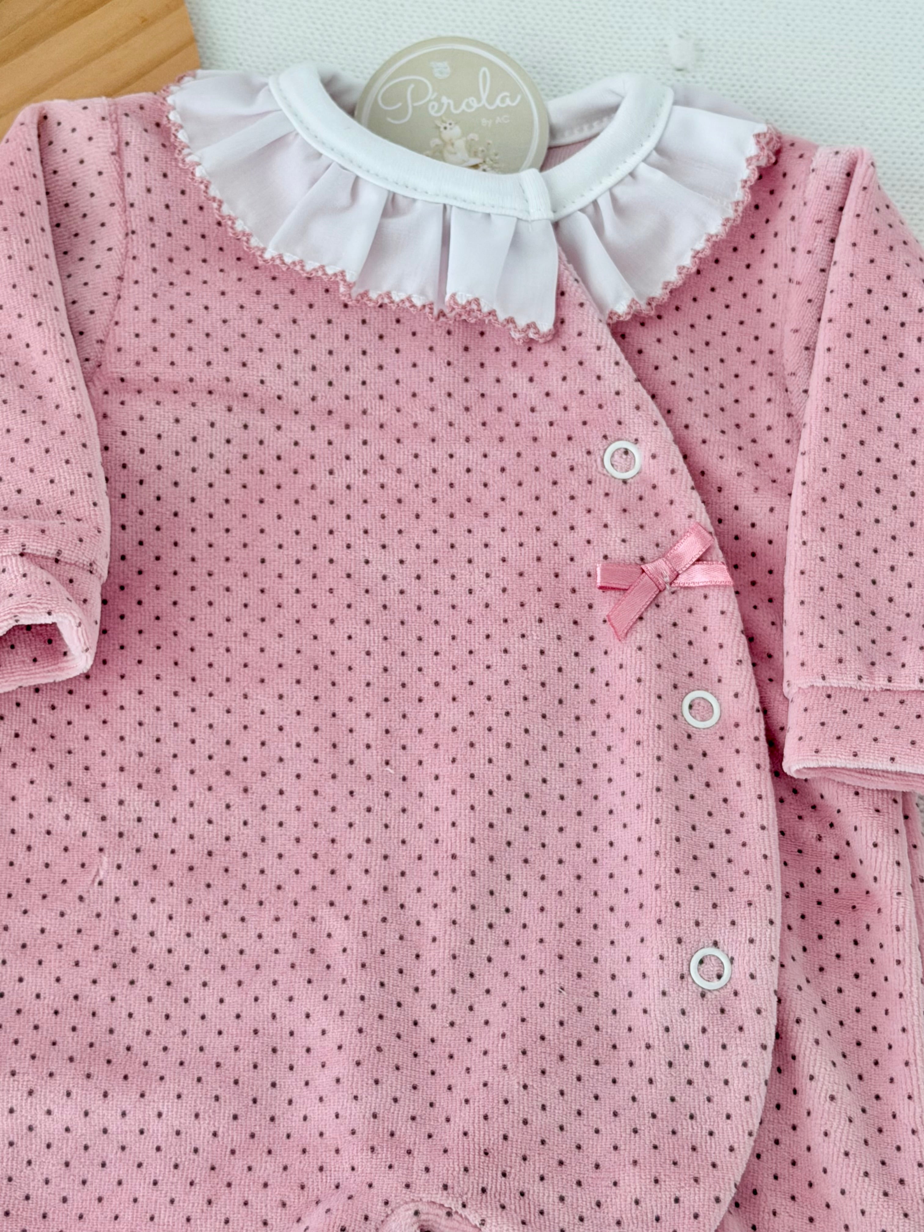 Babygrow pintinhas veludo com golinha