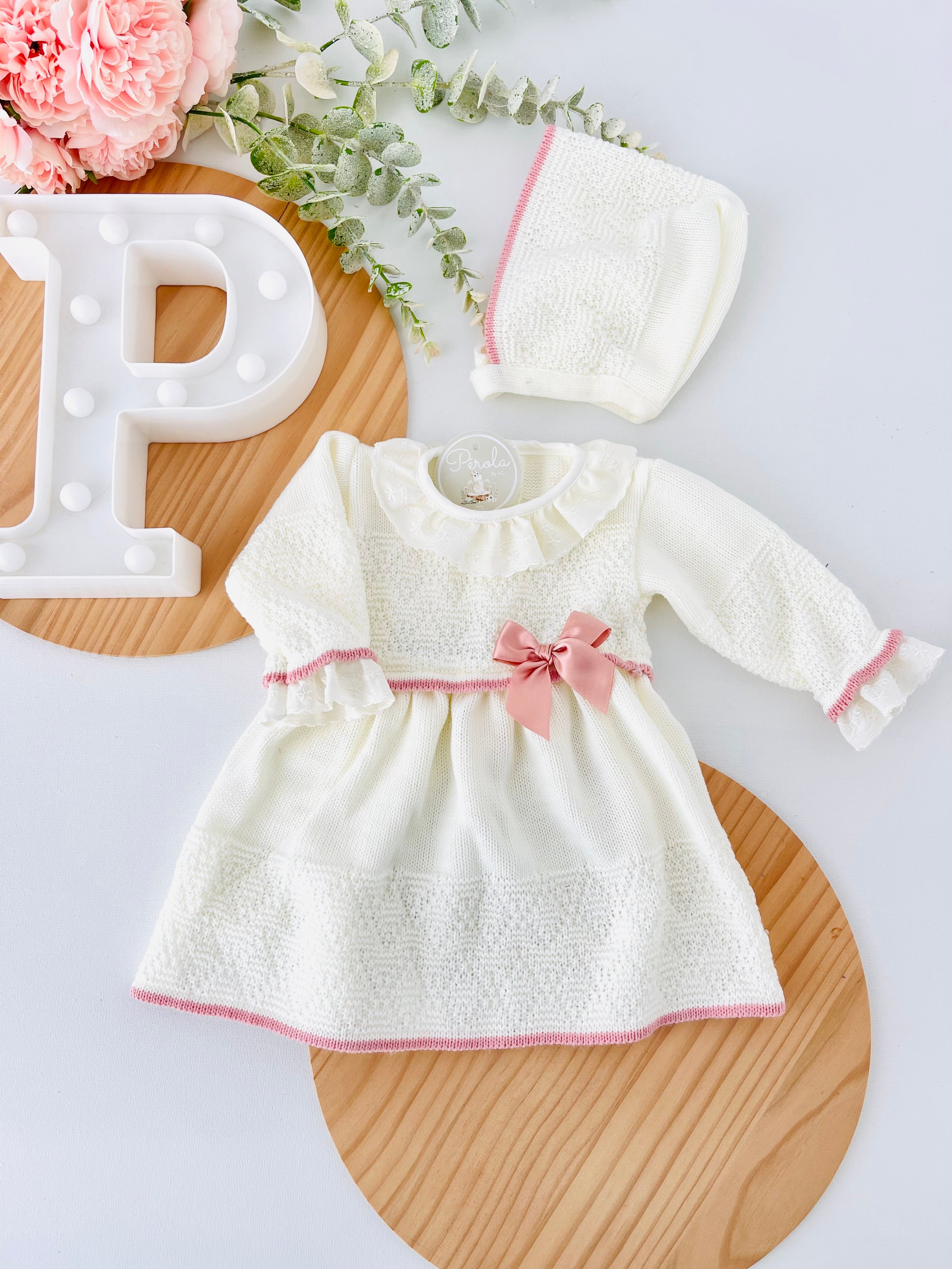 Vestido e touca Pérola -Outono Inverno