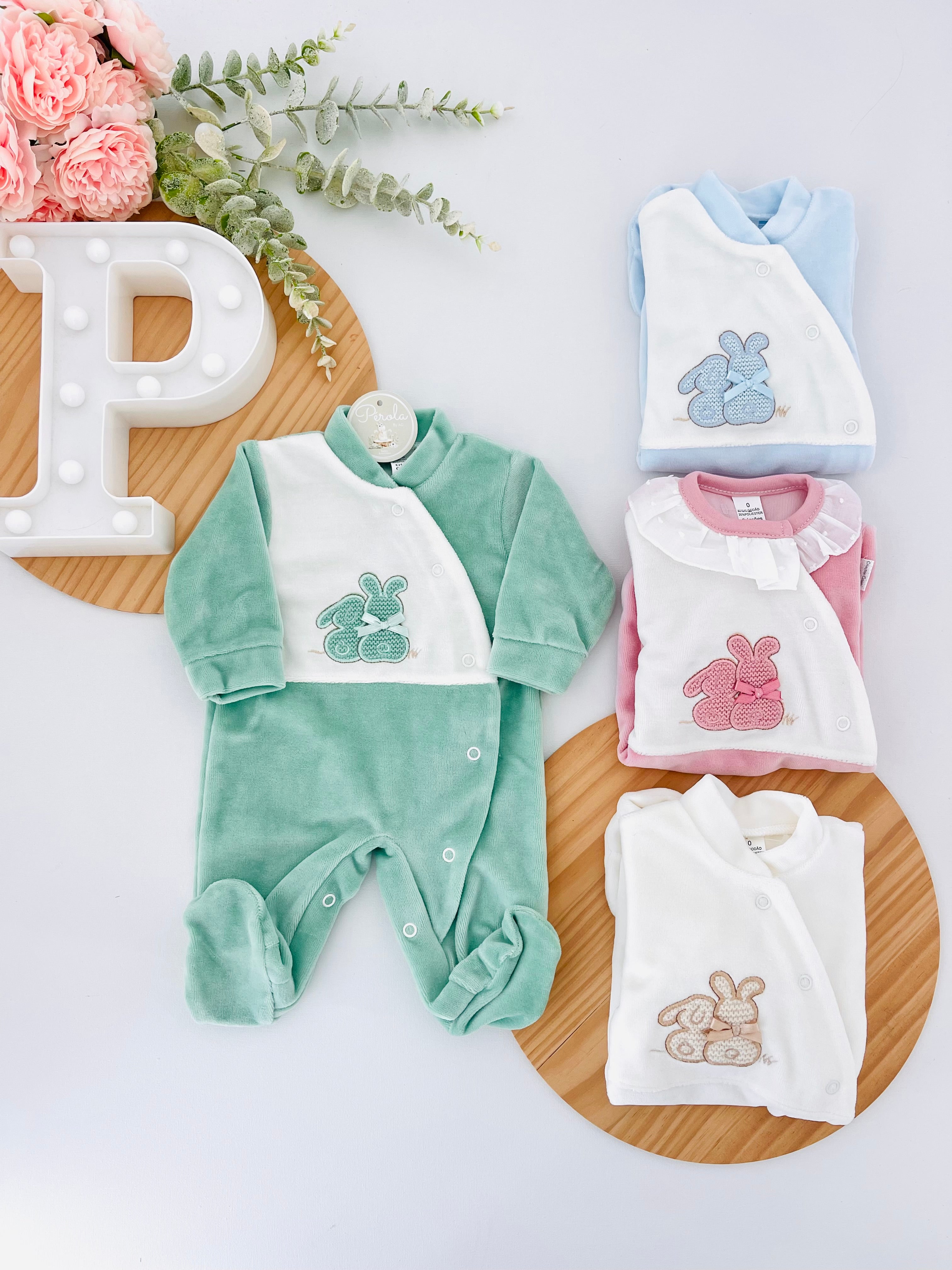 Babygrow tema coelhinhos em malha
