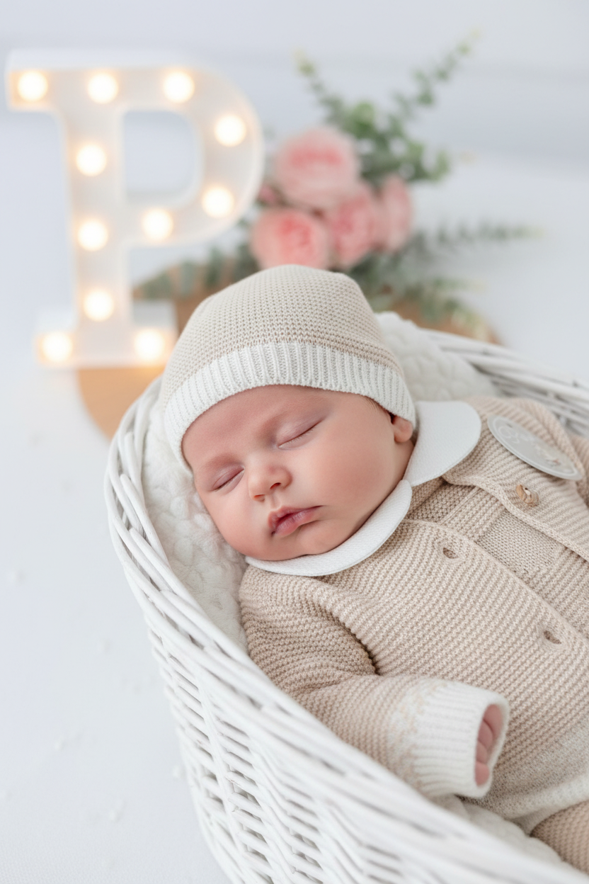 Saída de maternidade ursinho- casaco, jardineiras, camisola e gorro