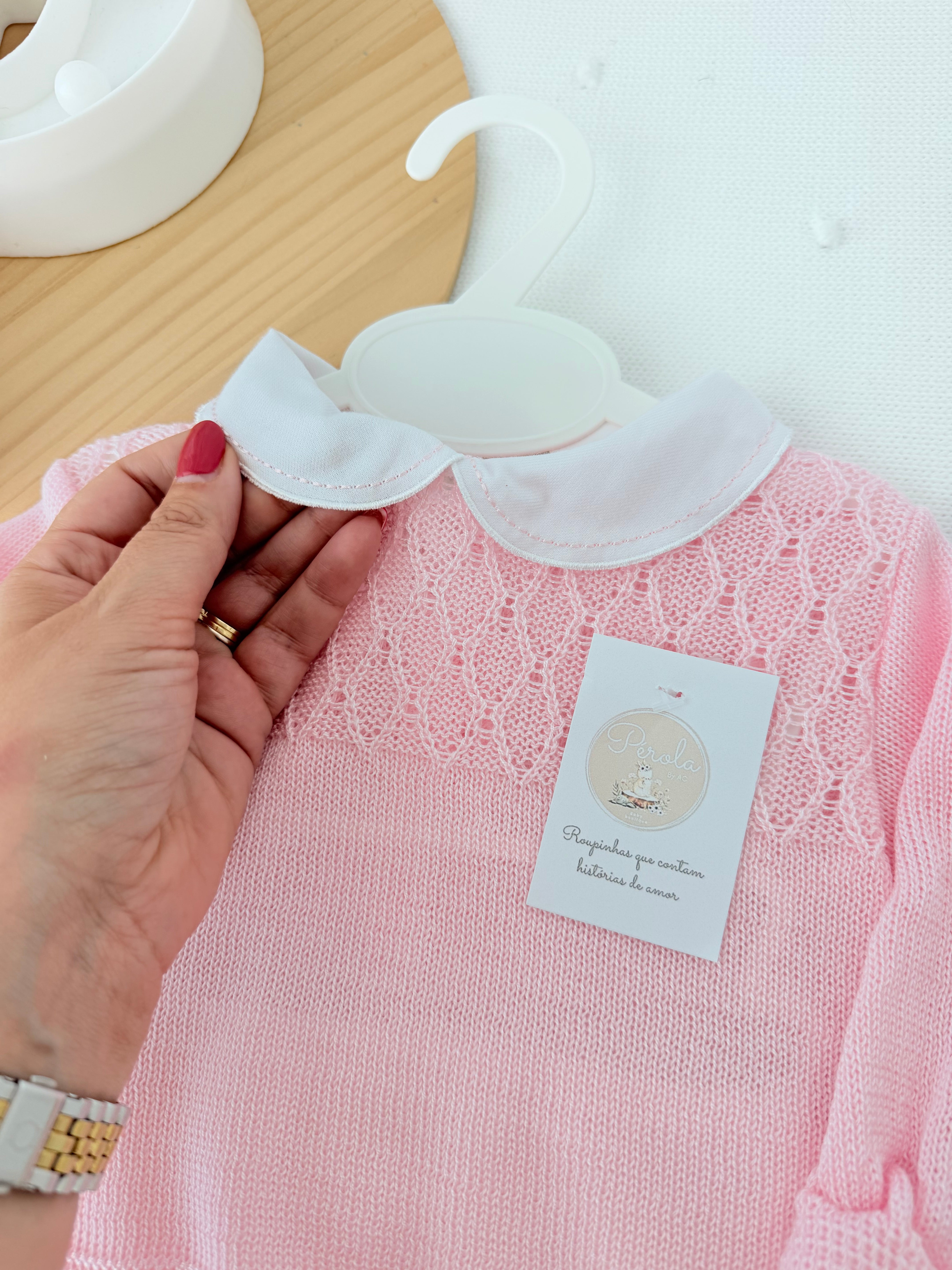 Conjunto rosa: camisola e tapa fraldas 1/3M