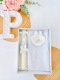 Conjunto para Batizado: vela, toalha e concha Pomba Branco 1