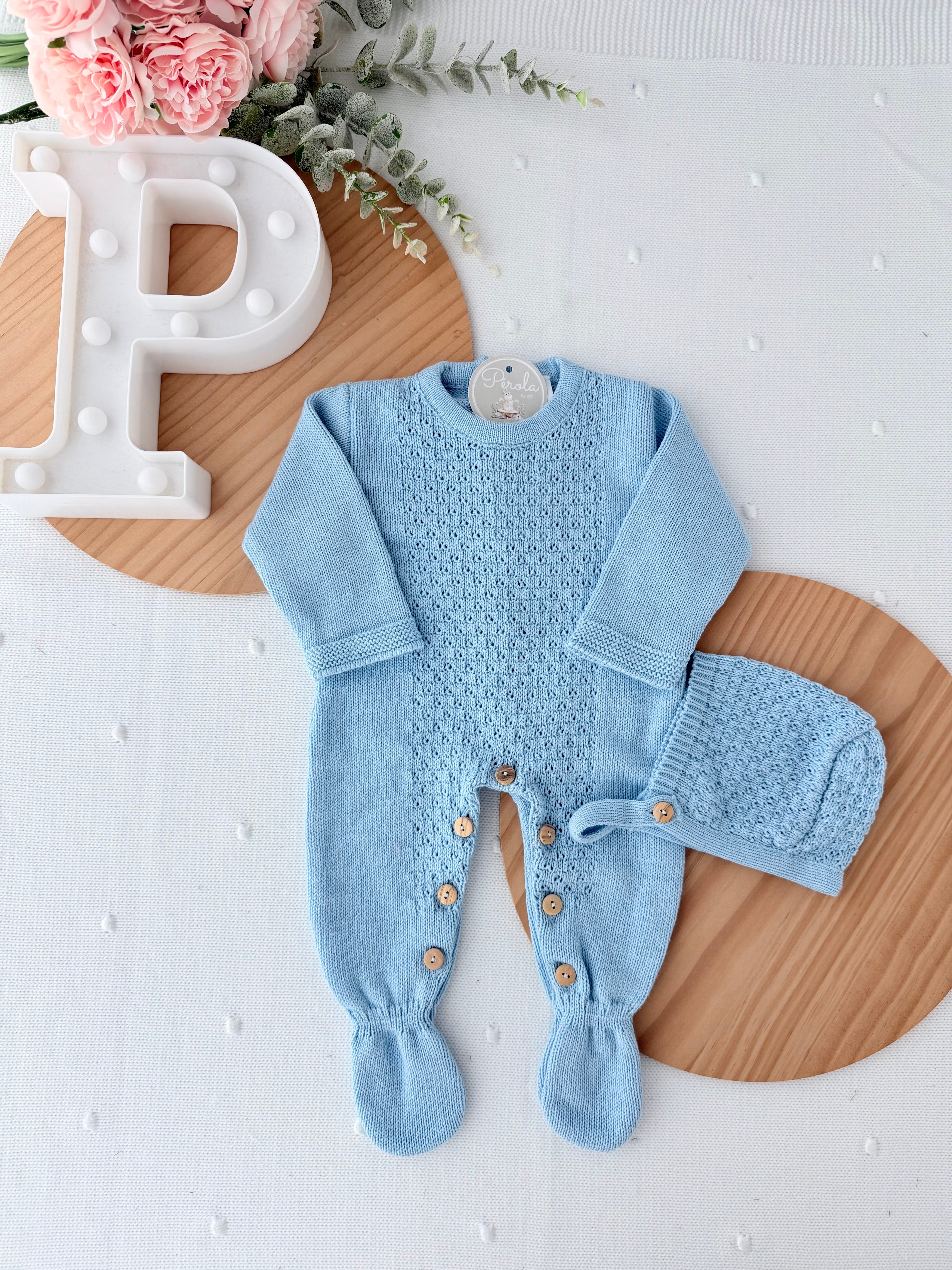 Conjunto Baby love SEM gola: Babygrow e touca recém nascido