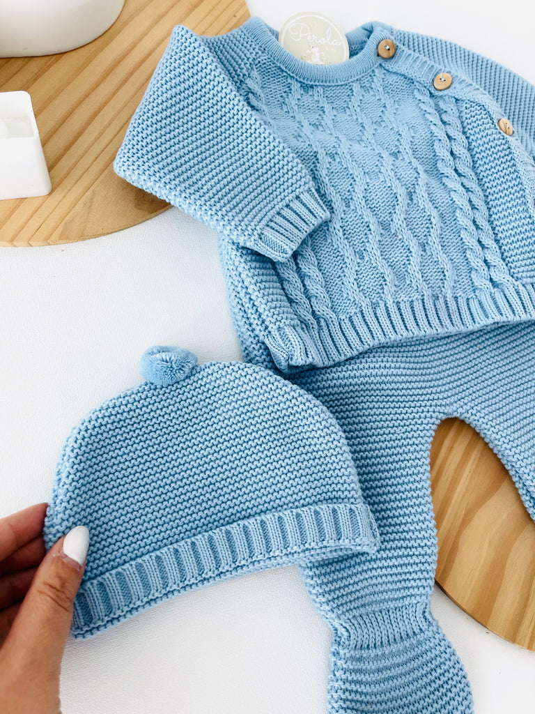 Conjunto menino: camisola, calças e gorro Outono/Inverno