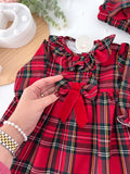 Conjunto Menina Tartan Vermelho - Vestido e Bóina
