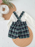 Conjunto xadrez verde menino 6-12-18M
