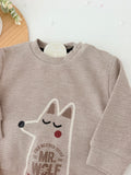 Conjunto menino lobo: camisola e calças de tecido