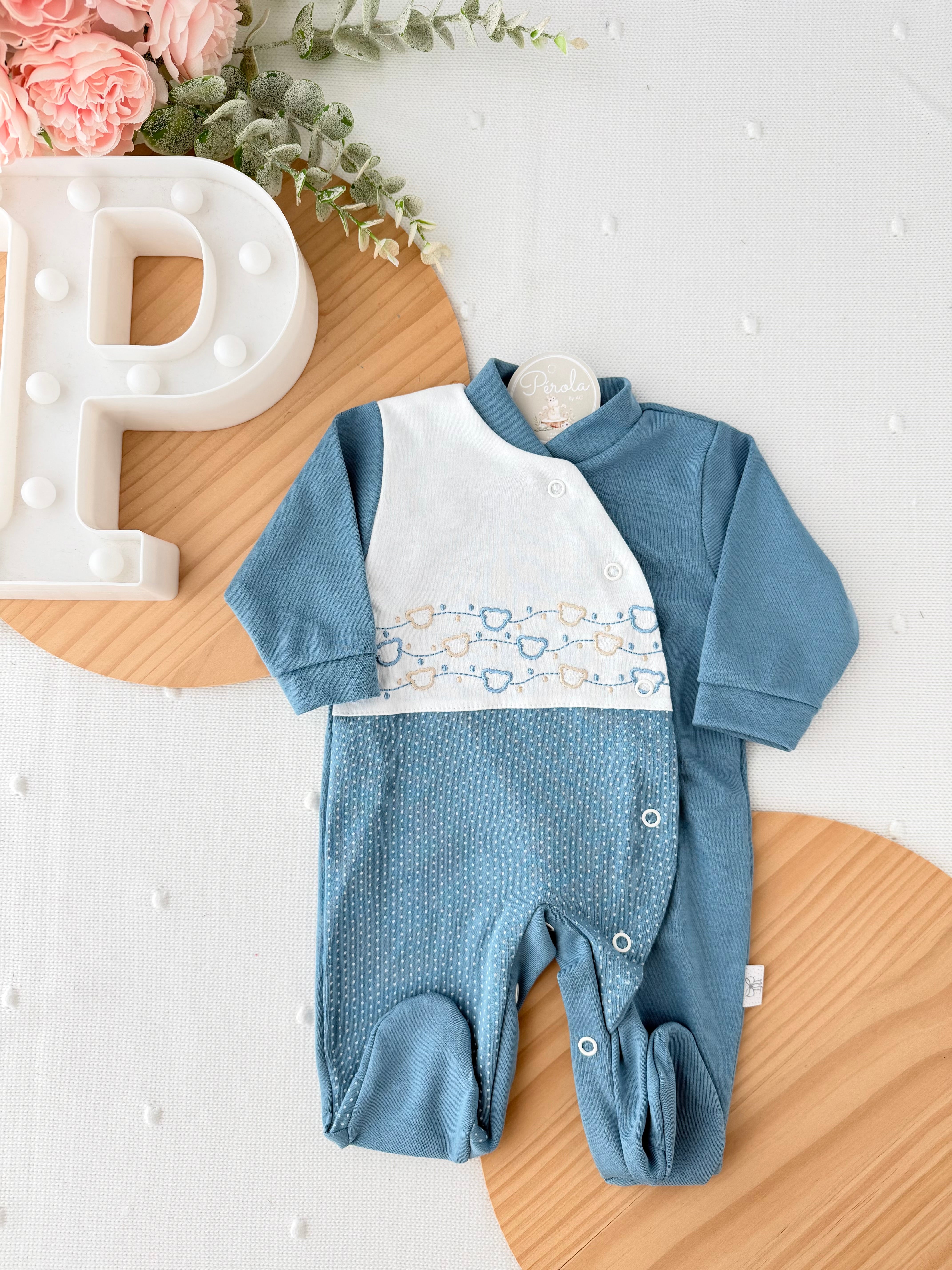 Babygrow carinhas de urso algodão