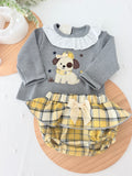 Conjunto cãozinho: camisola e saia com tapa fraldas