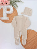 Babygrow e touca Bege em malha Outono Inverno