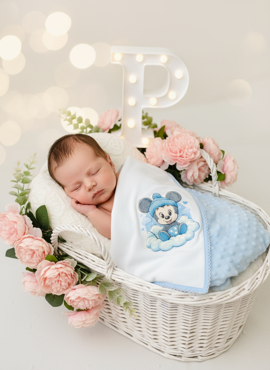 Manta quentinha Baby Minnie e Mickey