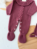 Babygrow e touca em beringela