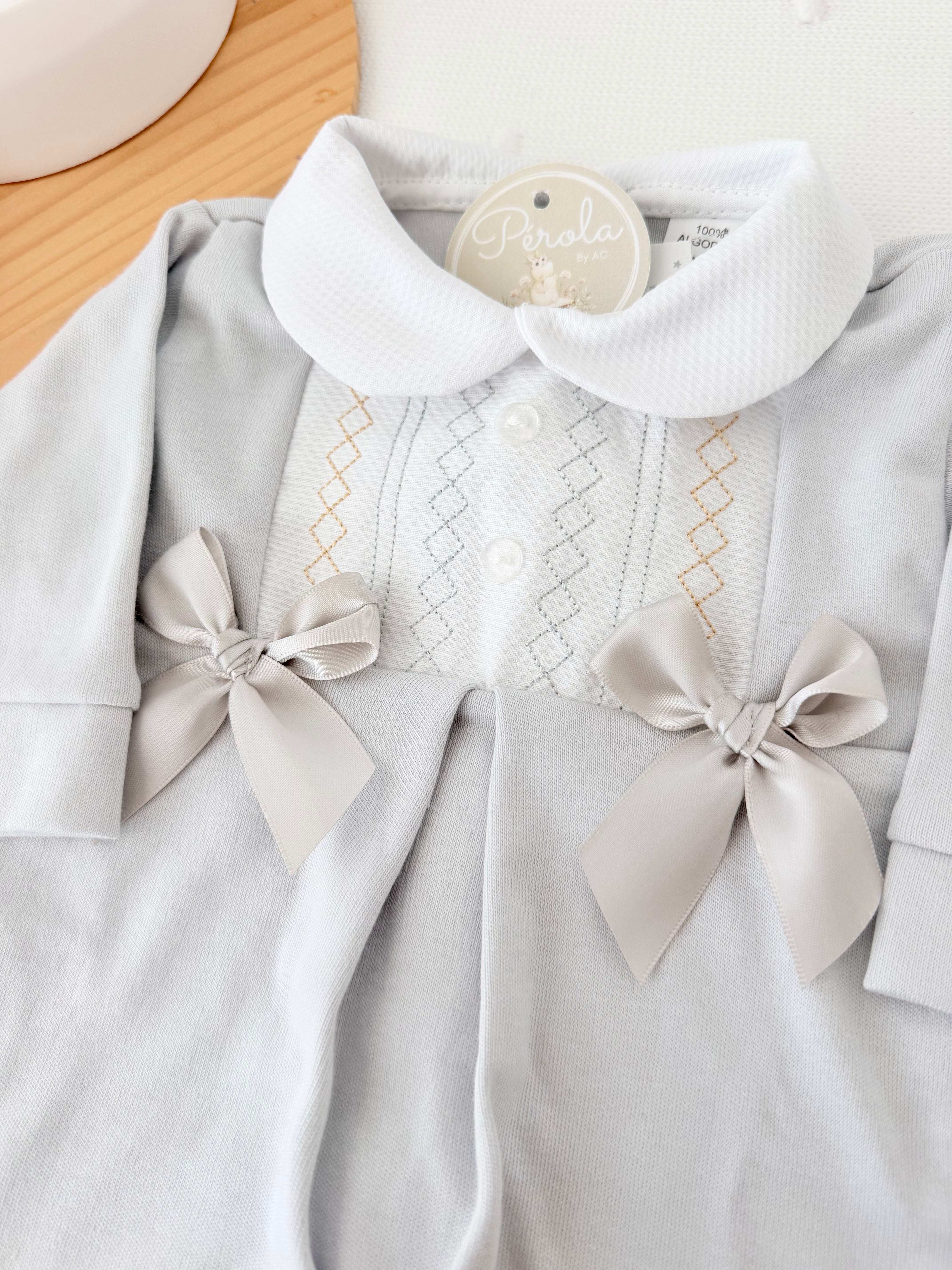 Babygrow algodão laços