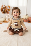 Conjunto raposa: camisola e saia/tapa fraldas